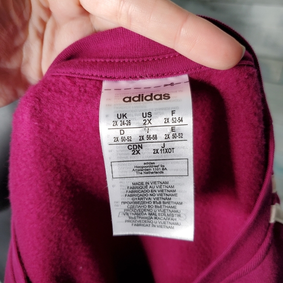 Adidas Three Stripe Purple Pink Crew Neck Sweater - Picture 8 of 9